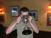 Jamie Brearly celebrating his goal in the Cup Final - the only way to celebrate.